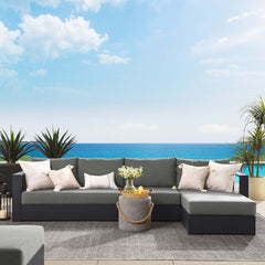 Tahoe Gray/Charcoal 3-Piece Outdoor Patio Powder-Coated Aluminum Right-Facing Chaise Sectional Sofa Set - Ornate Home