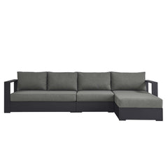 Tahoe Gray/Charcoal 3-Piece Outdoor Patio Powder-Coated Aluminum Right-Facing Chaise Sectional Sofa Set - Ornate Home