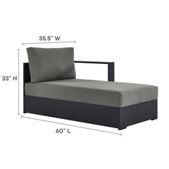 Tahoe Gray/Charcoal 3-Piece Outdoor Patio Powder-Coated Aluminum Right-Facing Chaise Sectional Sofa Set - Ornate Home