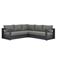 Tahoe Gray/Charcoal 3-Piece Outdoor Patio Powder-Coated Aluminum Sectional Sofa Set - Ornate Home