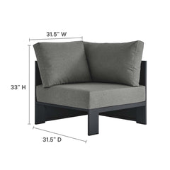 Tahoe Gray/Charcoal 3-Piece Outdoor Patio Powder-Coated Aluminum Sectional Sofa Set - Ornate Home