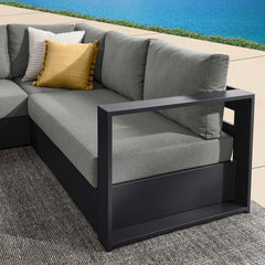 Tahoe Gray/Charcoal 3-Piece Outdoor Patio Powder-Coated Aluminum Sectional Sofa Set - Ornate Home