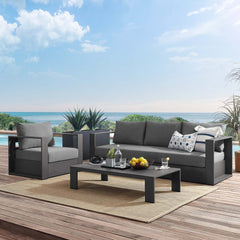 Tahoe Gray/Charcoal 3-Piece Outdoor Patio Powder-Coated Aluminum Set - Ornate Home