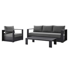 Tahoe Gray/Charcoal 3-Piece Outdoor Patio Powder-Coated Aluminum Set - Ornate Home