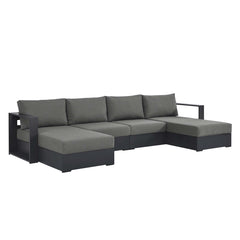 Tahoe Gray/Charcoal 4-Piece Outdoor Patio Powder-Coated Aluminum Sectional Sofa Set - Ornate Home