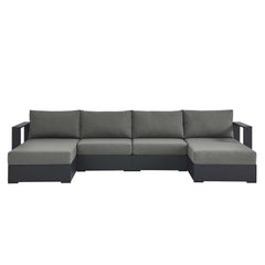 Tahoe Gray/Charcoal 4-Piece Outdoor Patio Powder-Coated Aluminum Sectional Sofa Set - Ornate Home