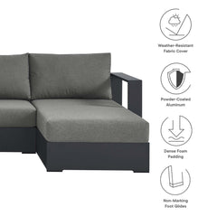 Tahoe Gray/Charcoal 4-Piece Outdoor Patio Powder-Coated Aluminum Sectional Sofa Set - Ornate Home