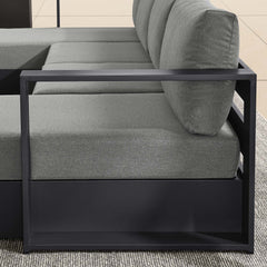 Tahoe Gray/Charcoal 4-Piece Outdoor Patio Powder-Coated Aluminum Sectional Sofa Set - Ornate Home