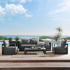 Tahoe Gray/Charcoal 4-Piece Outdoor Patio Powder-Coated Aluminum Set - Ornate Home