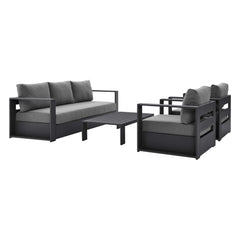 Tahoe Gray/Charcoal 4-Piece Outdoor Patio Powder-Coated Aluminum Set - Ornate Home
