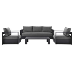 Tahoe Gray/Charcoal 4-Piece Outdoor Patio Powder-Coated Aluminum Set - Ornate Home