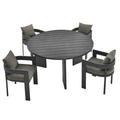 Tahoe Gray/Charcoal 5-Piece Outdoor Patio Aluminum Dining Set - Ornate Home