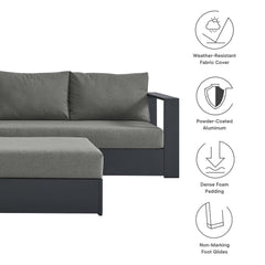 Tahoe Gray/Charcoal 5-Piece Outdoor Patio Powder-Coated Aluminum Sectional Sofa Set - Ornate Home