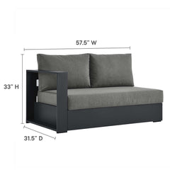 Tahoe Gray/Charcoal 5-Piece Outdoor Patio Powder-Coated Aluminum Sectional Sofa Set - Ornate Home