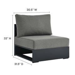 Tahoe Gray/Charcoal 5-Piece Outdoor Patio Powder-Coated Aluminum Sectional Sofa Set - Ornate Home