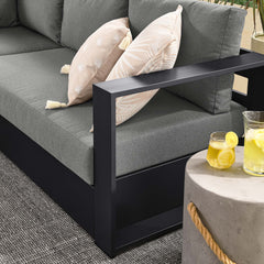 Tahoe Gray/Charcoal 5-Piece Outdoor Patio Powder-Coated Aluminum Sectional Sofa Set - Ornate Home