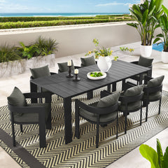 Tahoe Gray/Charcoal 9-Piece Outdoor Patio Aluminum Dining Set - Ornate Home
