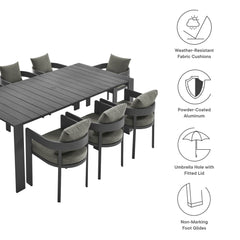 Tahoe Gray/Charcoal 9-Piece Outdoor Patio Aluminum Dining Set - Ornate Home
