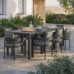 Tahoe Gray/Charcoal 9-Piece Outdoor Patio Aluminum Dining Set With Extendable Table - Ornate Home