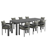 Tahoe Gray/Charcoal 9-Piece Outdoor Patio Aluminum Dining Set With Extendable Table - Ornate Home