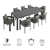 Tahoe Gray/Charcoal 9-Piece Outdoor Patio Aluminum Dining Set With Extendable Table - Ornate Home