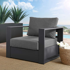 Tahoe Gray/Charcoal Outdoor Patio Powder-Coated Aluminum Armchair - Ornate Home