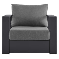 Tahoe Gray/Charcoal Outdoor Patio Powder-Coated Aluminum Armchair - Ornate Home