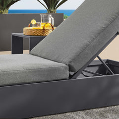 Tahoe Gray/Charcoal Outdoor Patio Powder-Coated Aluminum Chaise Lounge Chair - Ornate Home