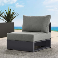 Tahoe Gray/Charcoal Outdoor Patio Powder-Coated Aluminum Modular Armless Chair - Ornate Home
