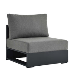 Tahoe Gray/Charcoal Outdoor Patio Powder-Coated Aluminum Modular Armless Chair - Ornate Home