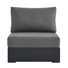 Tahoe Gray/Charcoal Outdoor Patio Powder-Coated Aluminum Modular Armless Chair - Ornate Home