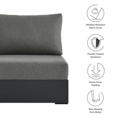 Tahoe Gray/Charcoal Outdoor Patio Powder-Coated Aluminum Modular Armless Chair - Ornate Home