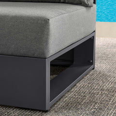 Tahoe Gray/Charcoal Outdoor Patio Powder-Coated Aluminum Modular Armless Chair - Ornate Home