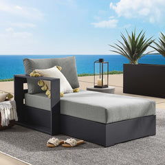 Tahoe Gray/Charcoal Outdoor Patio Powder-Coated Aluminum Modular Left-Facing Chaise Lounge - Ornate Home