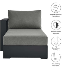 Tahoe Gray/Charcoal Outdoor Patio Powder-Coated Aluminum Modular Left-Facing Chaise Lounge - Ornate Home