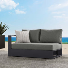 Tahoe Gray/Charcoal Outdoor Patio Powder-Coated Aluminum Modular Left-Facing Loveseat - Ornate Home