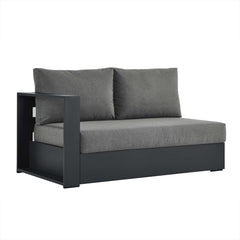 Tahoe Gray/Charcoal Outdoor Patio Powder-Coated Aluminum Modular Left-Facing Loveseat - Ornate Home