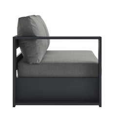 Tahoe Gray/Charcoal Outdoor Patio Powder-Coated Aluminum Modular Left-Facing Loveseat - Ornate Home