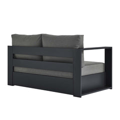 Tahoe Gray/Charcoal Outdoor Patio Powder-Coated Aluminum Modular Left-Facing Loveseat - Ornate Home