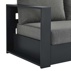 Tahoe Gray/Charcoal Outdoor Patio Powder-Coated Aluminum Modular Left-Facing Loveseat - Ornate Home