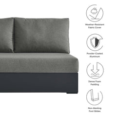 Tahoe Gray/Charcoal Outdoor Patio Powder-Coated Aluminum Modular Left-Facing Loveseat - Ornate Home