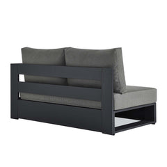Tahoe Gray/Charcoal Outdoor Patio Powder-Coated Aluminum Modular Right-Facing Loveseat - Ornate Home
