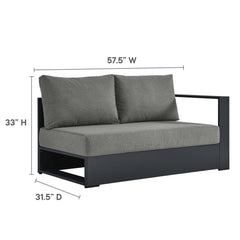 Tahoe Gray/Charcoal Outdoor Patio Powder-Coated Aluminum Modular Right-Facing Loveseat - Ornate Home