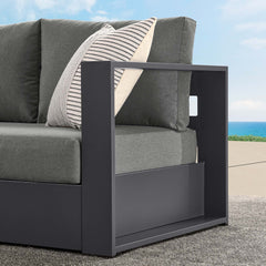 Tahoe Gray/Charcoal Outdoor Patio Powder-Coated Aluminum Modular Right-Facing Loveseat - Ornate Home