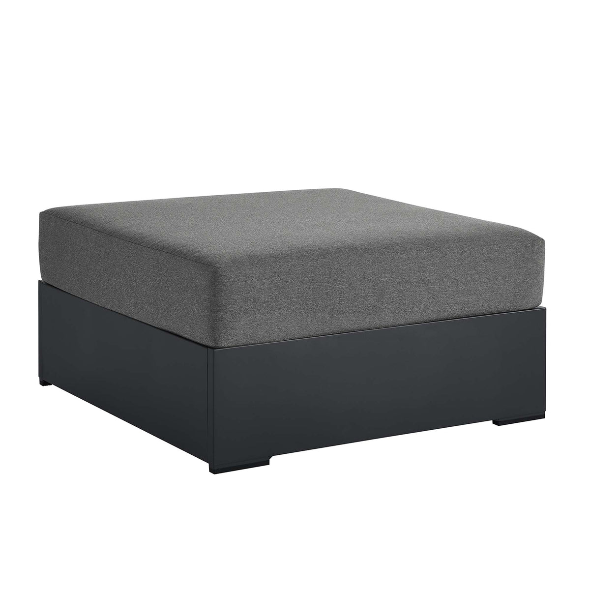 Tahoe Gray/Charcoal Outdoor Patio Powder-Coated Aluminum Ottoman - Ornate Home