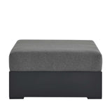 Tahoe Gray/Charcoal Outdoor Patio Powder-Coated Aluminum Ottoman - Ornate Home