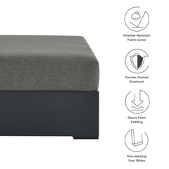 Tahoe Gray/Charcoal Outdoor Patio Powder-Coated Aluminum Ottoman - Ornate Home