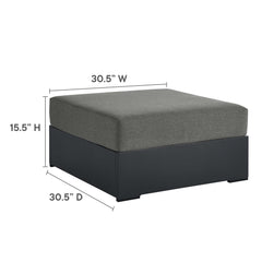 Tahoe Gray/Charcoal Outdoor Patio Powder-Coated Aluminum Ottoman - Ornate Home