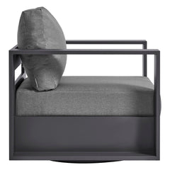 Tahoe Gray/Charcoal Outdoor Patio Powder-Coated Aluminum Swivel Armchair - Ornate Home