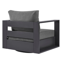 Tahoe Gray/Charcoal Outdoor Patio Powder-Coated Aluminum Swivel Armchair - Ornate Home